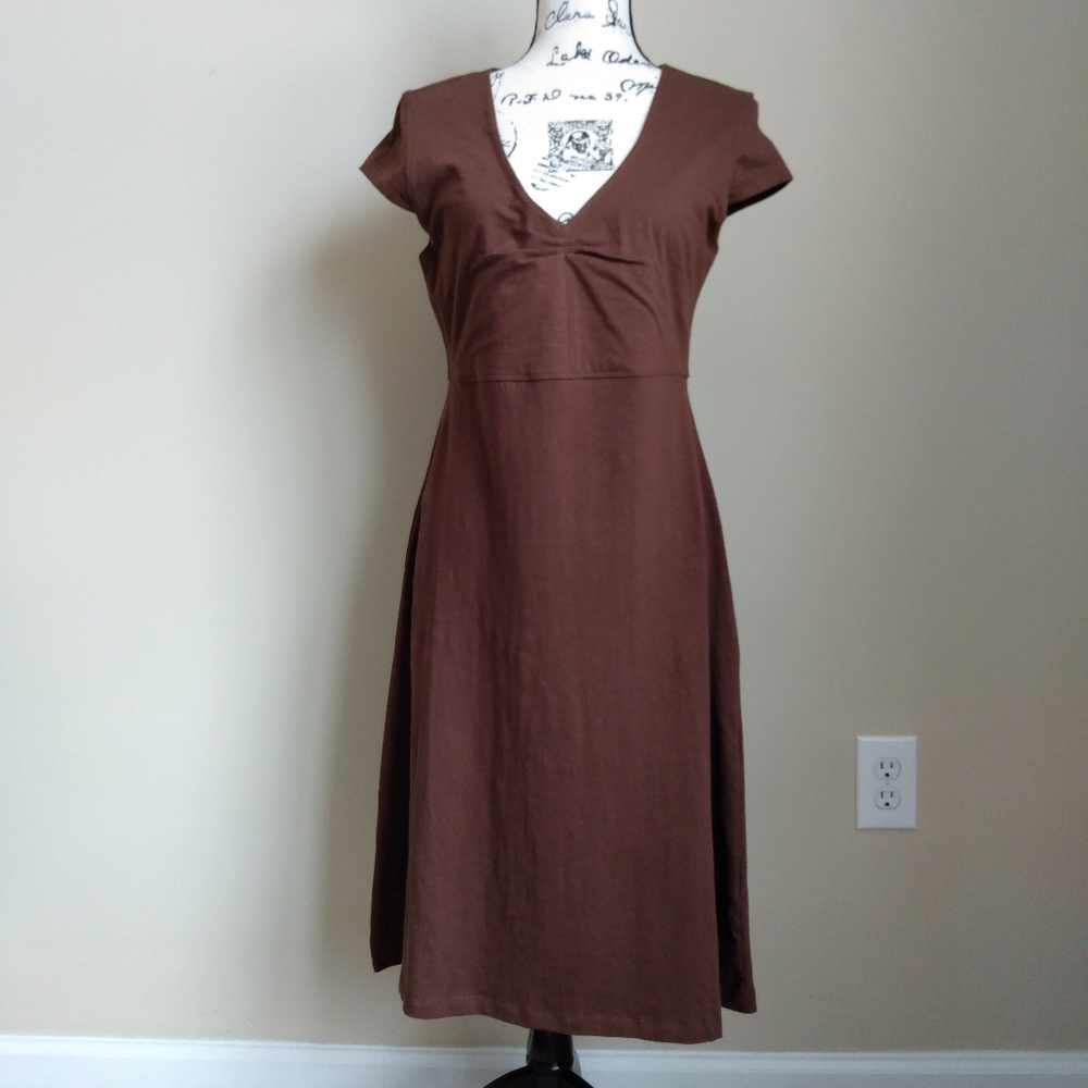 Alki'i Brown V-Neck Mini Dress